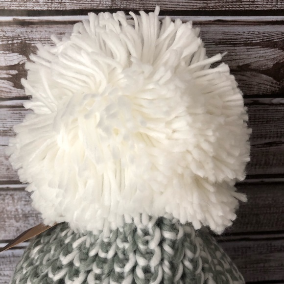 C.C Chucky Knit Gray/Ivory Color Beanie With Pom - Picture 3 of 5